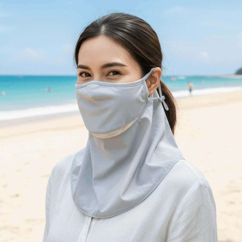 Ice Silk Sunscreen Mask with Shawl Thin Breathable Sunshade Mask Cycling Face Sun Protection  Women