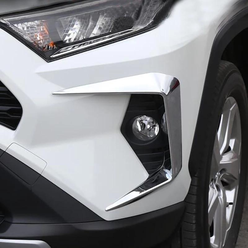 For Toyota RAV4 RAV 4 XA50 - ABS Black Fog Light Lamp Protector Bumper Cover Front Foglight Eyebrow Eyelids Cover Trim