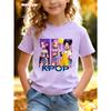 Summer Casual Girls Anime T-Shirt Cute Kpop Idol Print Short Sleeve Soft Cartton Anime Clothes Fashion Kids Tee Tops