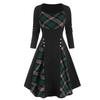 New autumn women's clothing plaid printing waist dress long dress