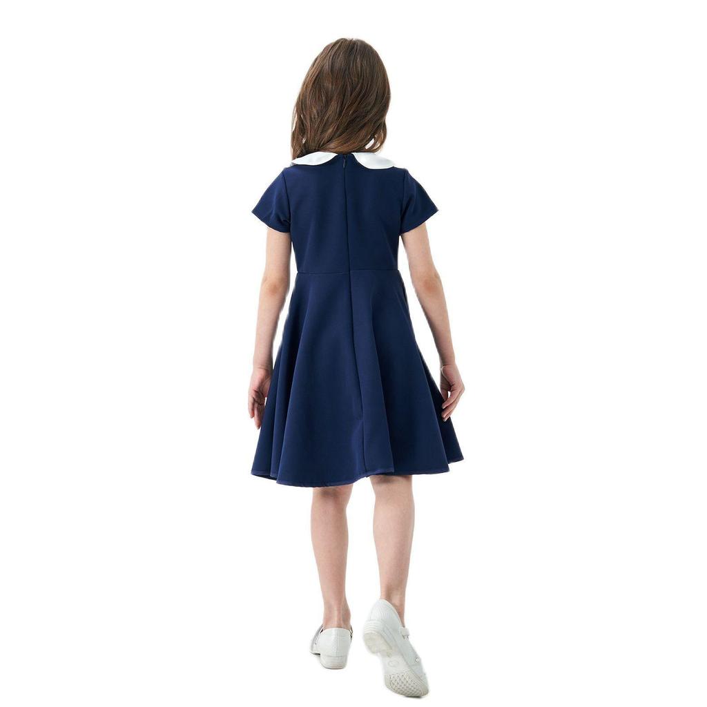 Kids' Solid Color Doll Collar Princess Dress - Cute School Style Children's Clothing