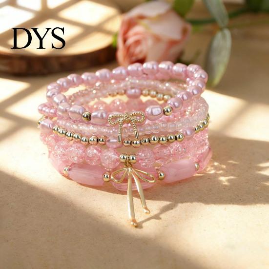 Casual Summer Bracelet 1 Set Bohemian Beaded Bracelets for Women Bow Knot Charm Stretchy Holiday Stackable Stretch Beach Vacation Party