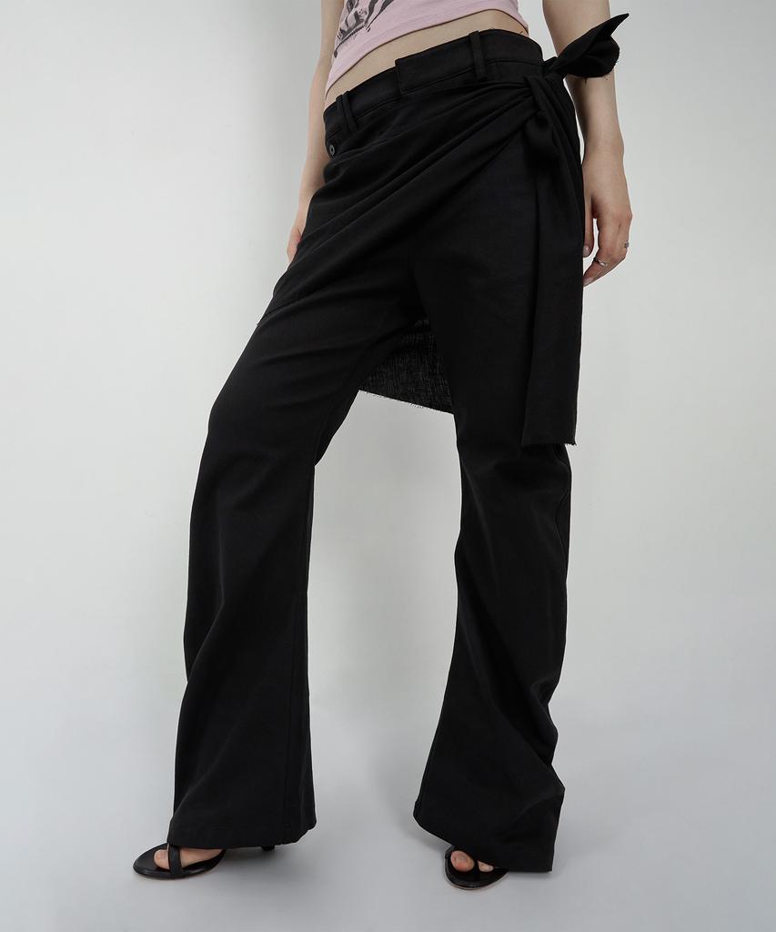 Nash Detachable Layered Skirt Pants Black