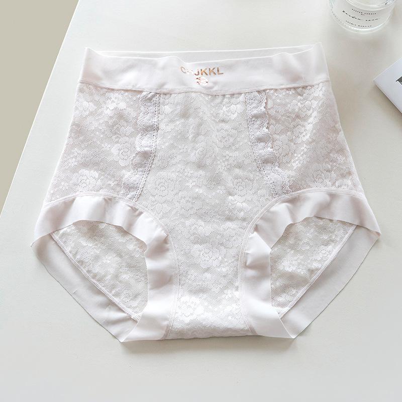 Big Size Female Summer Thin Sexy Lace Mulberry Silk Extension Crotch Without Mark in High Waist Triangle Briefs