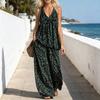 Conjuntos de 2 Piezas Estampados de Verano para Mujer Camiseta sin Mangas con Cuello en V y Pantalones de Pierna Ancha Conjuntos para Estar en Casa Atuendos Casuales de Vacaciones