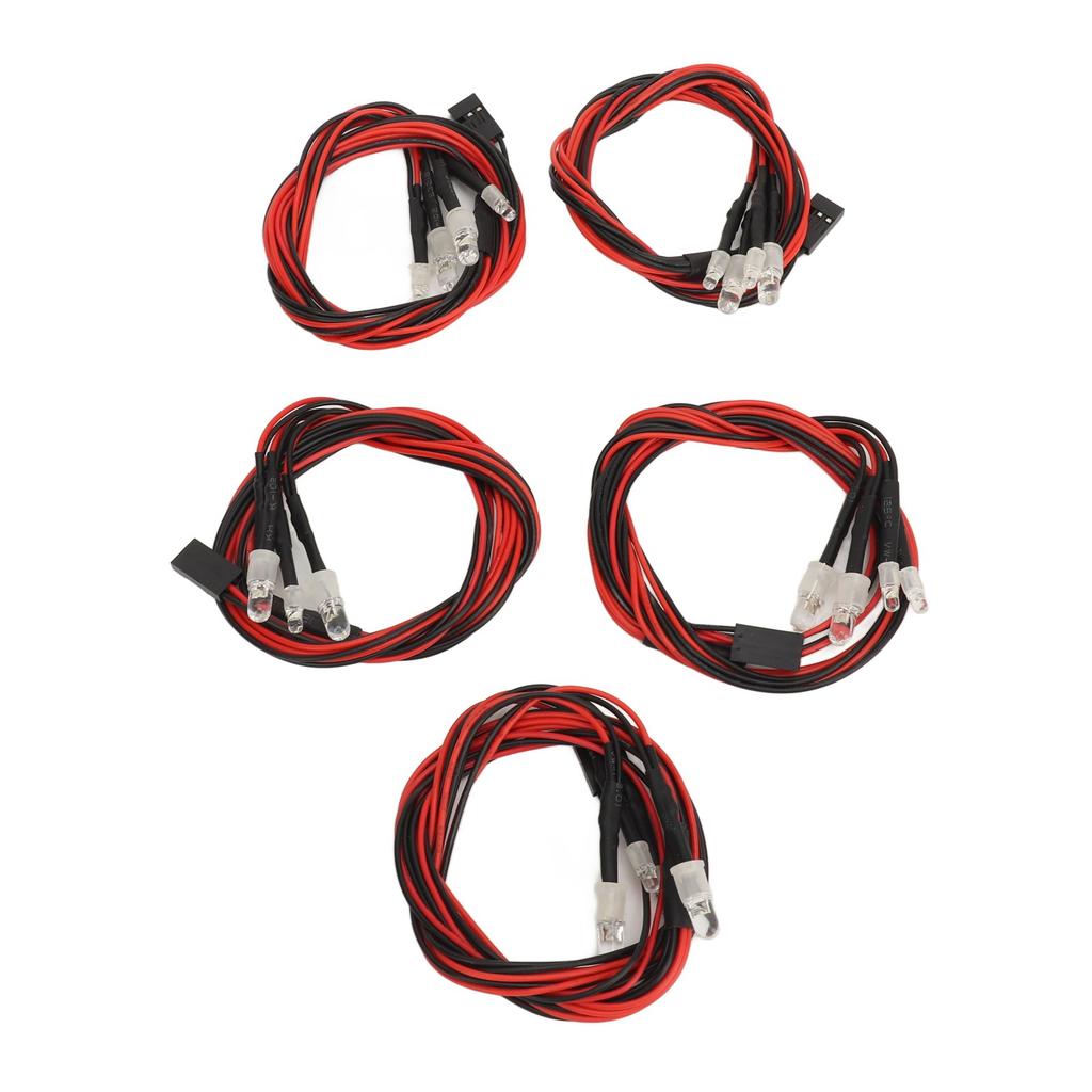 5pcs RC Car LED Light Universal High Brightness 2 White Light 5mm Lamp Beads 2 Red Light 3mm Lamp