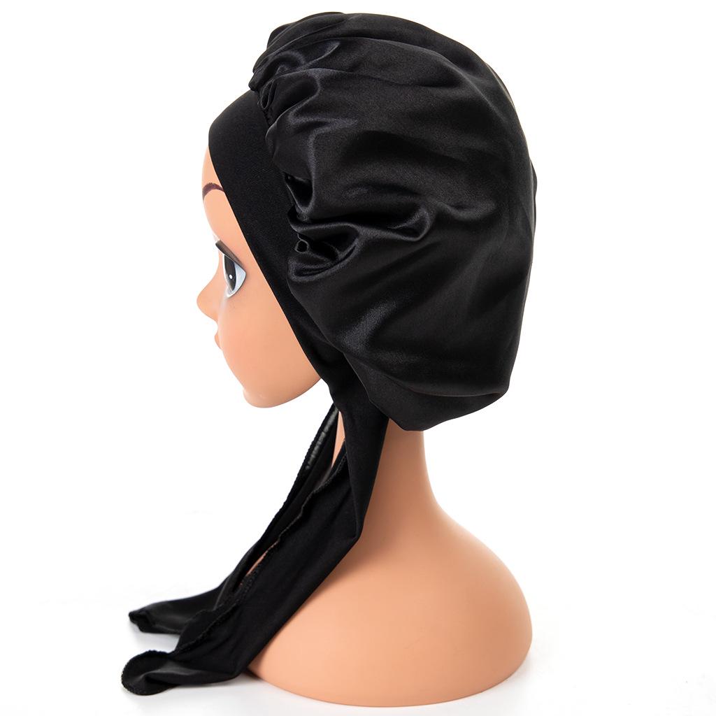 Kinder-Schlafhaube aus reinem Satin mit Bändern