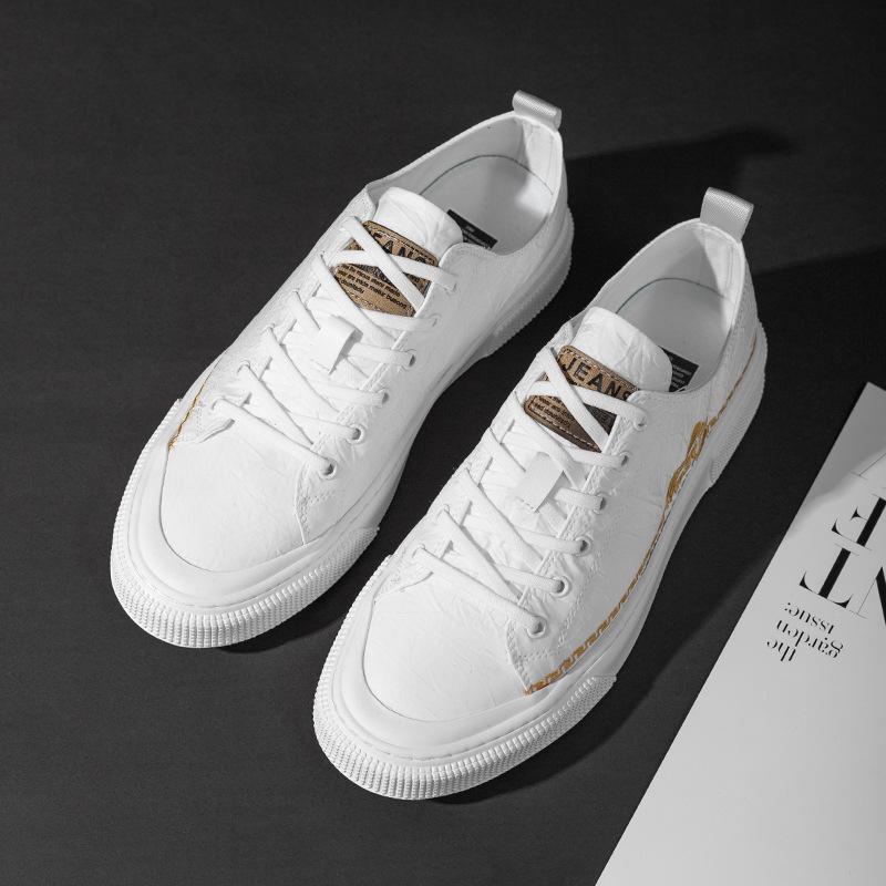Sommer neue Herrenschuhe atmungsaktiv lässige Sport-Board-Schuhe Herren koreanische Version trendige Stickerei vielseitige Schnür-Canvas kleine weiße Schuhe