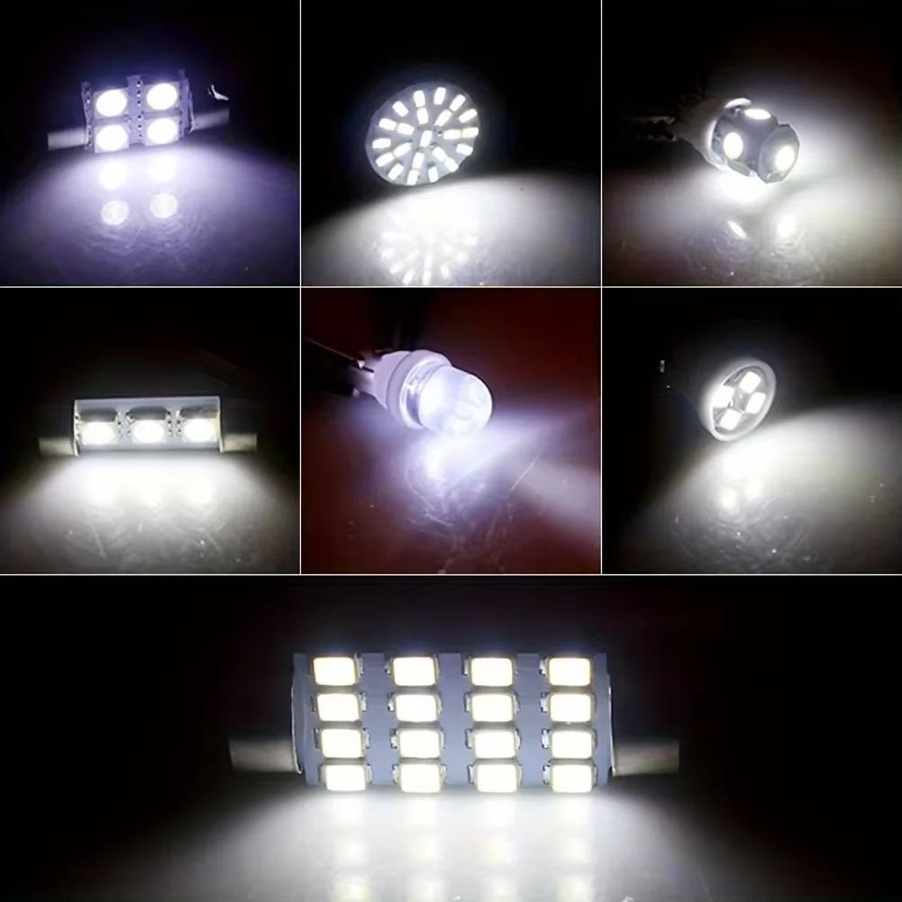 42Pcs LED Car Interior Lights T10 6000K SMD LED Xenon White Interior Light Bulbs Replacement License Plate Reading Light Bulb