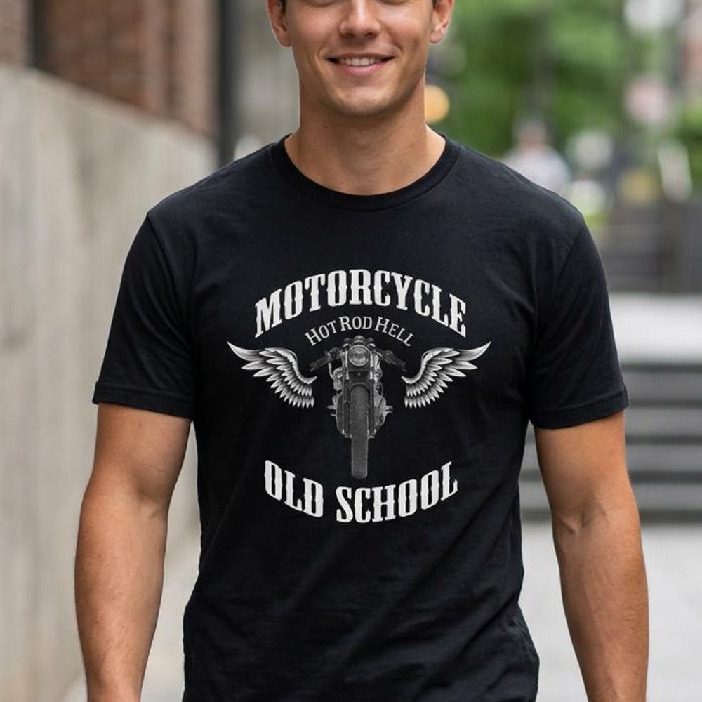 Old School Biker Motorcycle Tee | Vintage Rider Design XS