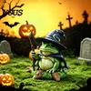 Creative Halloween Tabletop Accessory Witch Frog Ornaments, Resin Magic Wizard Figurine, Micro-landscape Miniature Cute Fantasy Mini Statue