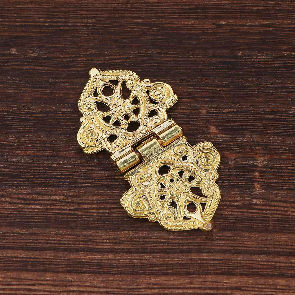 Wooden Box Mini Chinese Style Zinc Zinc Alloy Vintage Antique Furniture Hardware Hollow Flower Butt Hinges