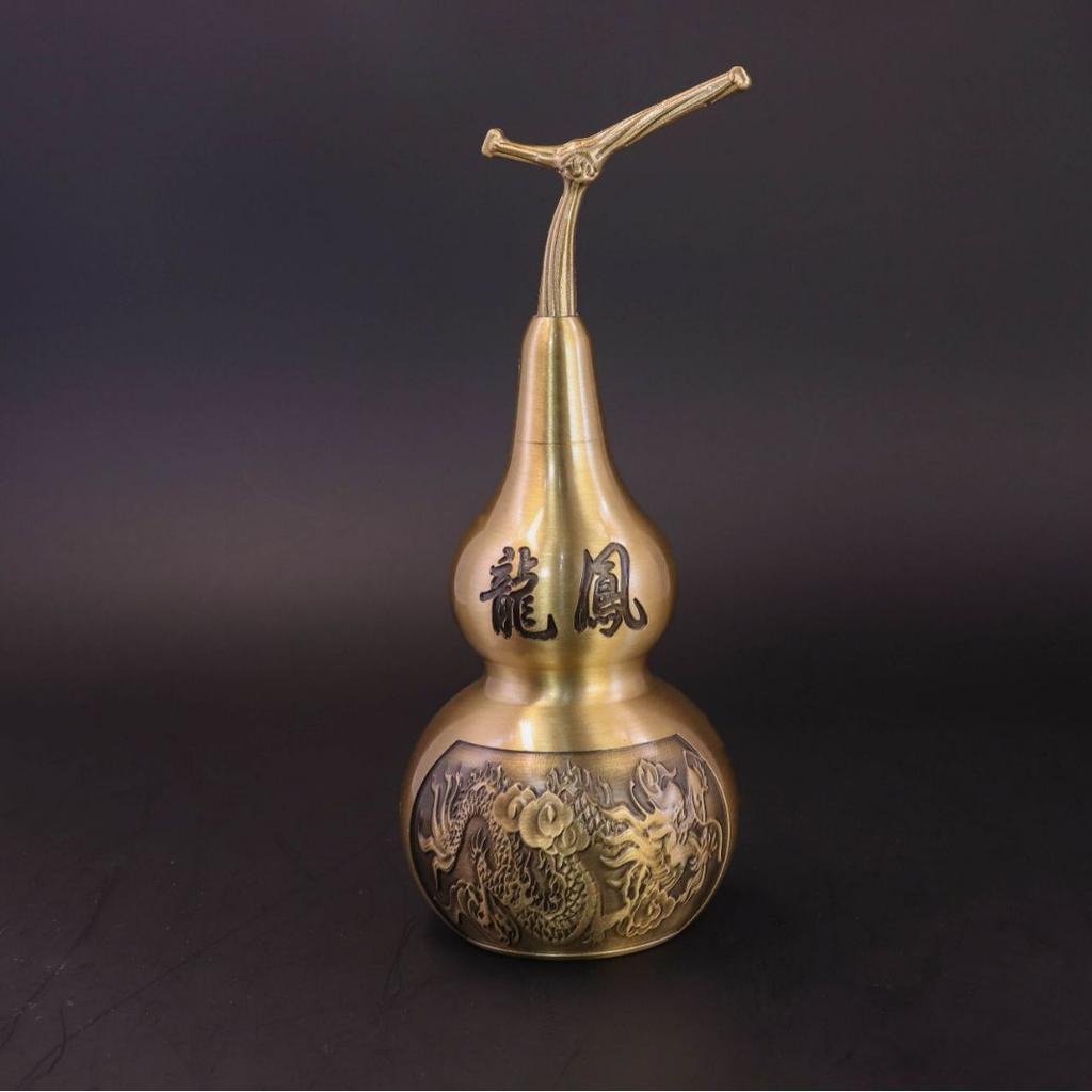 Brass Hundred Blessings Gourd, Fortune-Attracting Gourd, Kylin Gourd Craft Ornament For Office Desk & Entrance