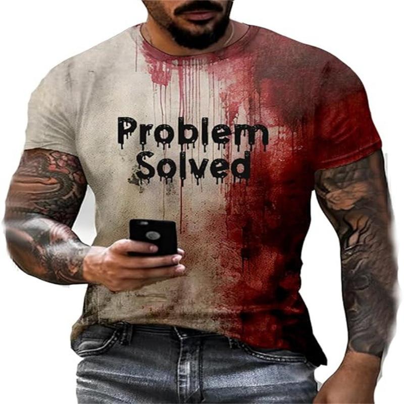 New Summer Short Sleeve Men's D Letter Halloween Theme Digital Printing T-Shirt Men
