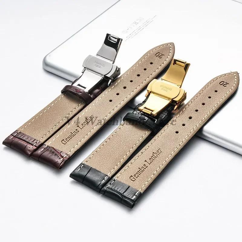 18/19/20/21/22/24mm Genuine Leather Watch Bracelet for Seiko Strap for Casio Steel Butterfly Buckle Slub Pattern Band with Box