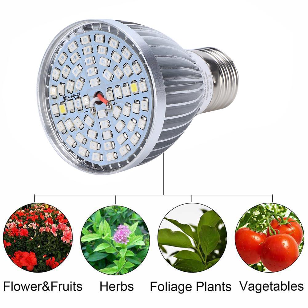 60W 60LED žárovka s plným spektrem pro pěstování rostlin pro hydroponické pěstování rostlin