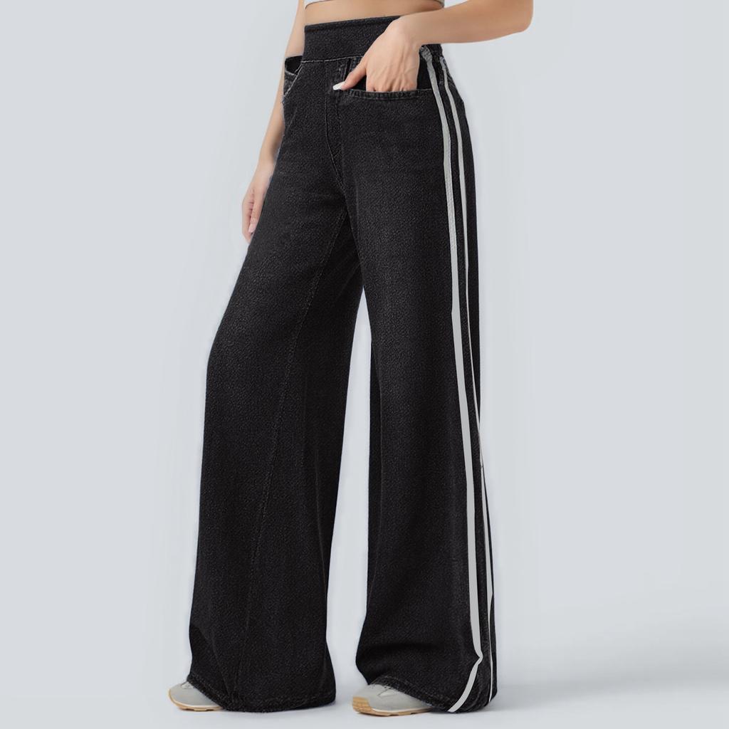Women's Versatile High Street Retro Blue Side Striped Jeans