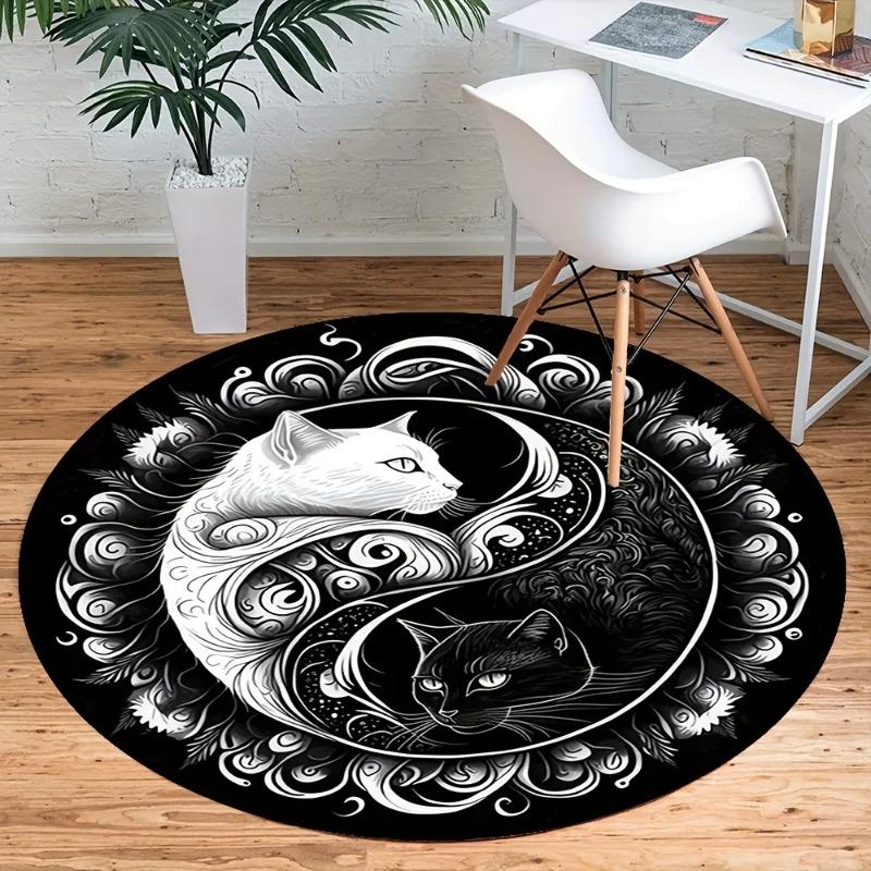 Noble Twin Magic Cat Printed Round Carpet Anti Slip and Easy Clean Carpet Perfect for Placing In Home Carpets or Vacation Homes