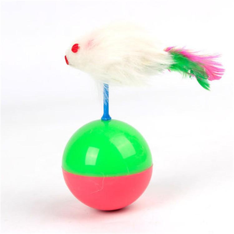 Interactive Roly-Poly Mouse Plush & Feather Teaser Stick for Dogs and Cats