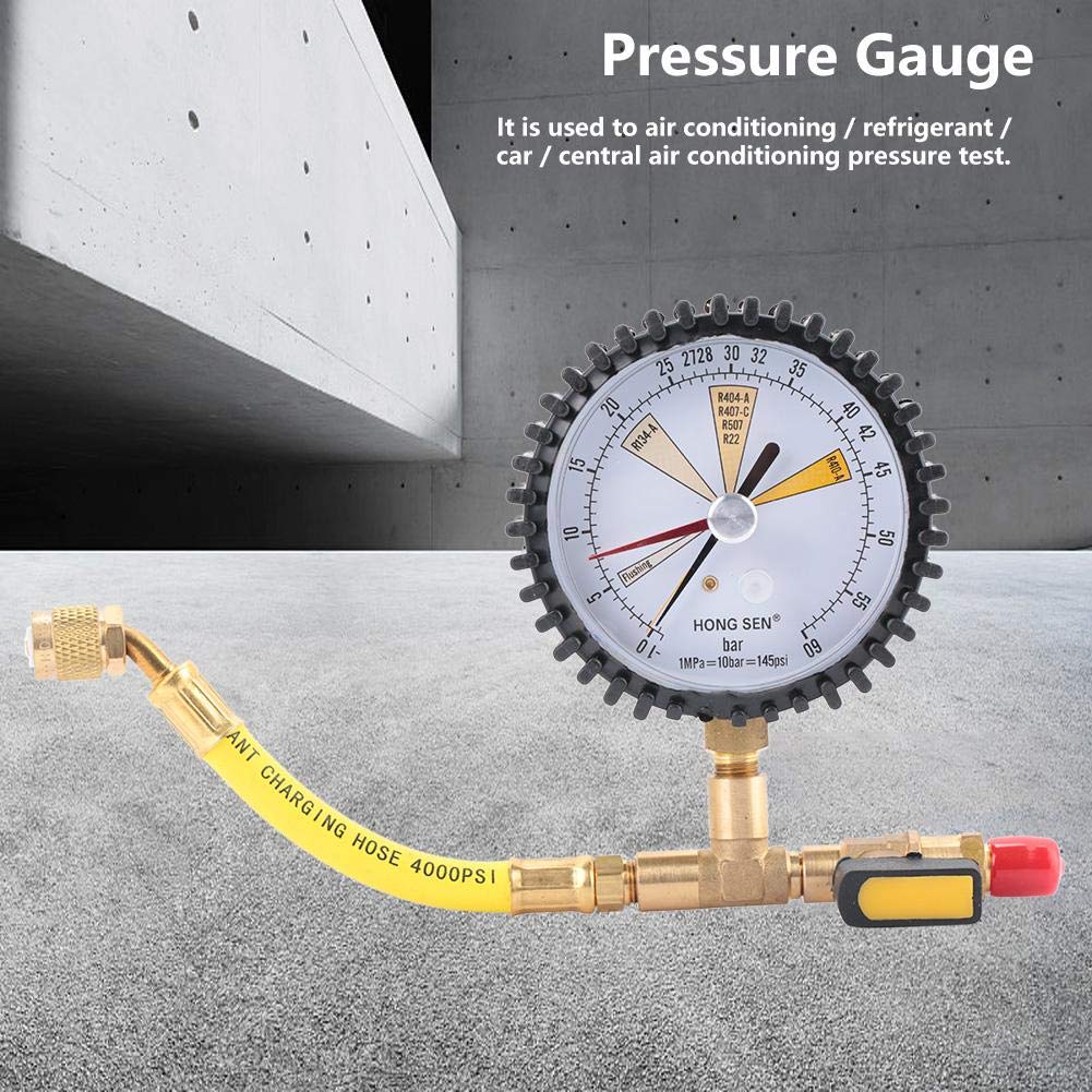Pomya Pressure Gauge, Nitrogen Measurement Compression Gauge, Suitable for R134a, R22, R407C, and R410A Refrigeration Equipment