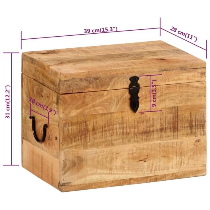 VidaXL Boîte de rangement 39x28x31 cm Bois massif d'acacia 338483