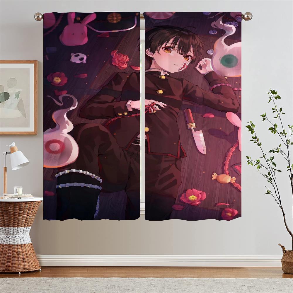 Hanako Kun Verdunkelungsvorhang Raffhalter Schlafzimmervorhänge 2 Stück Luxus Wohnzimmervorhänge für Kamera Locken Jalousie Jalousien Küche