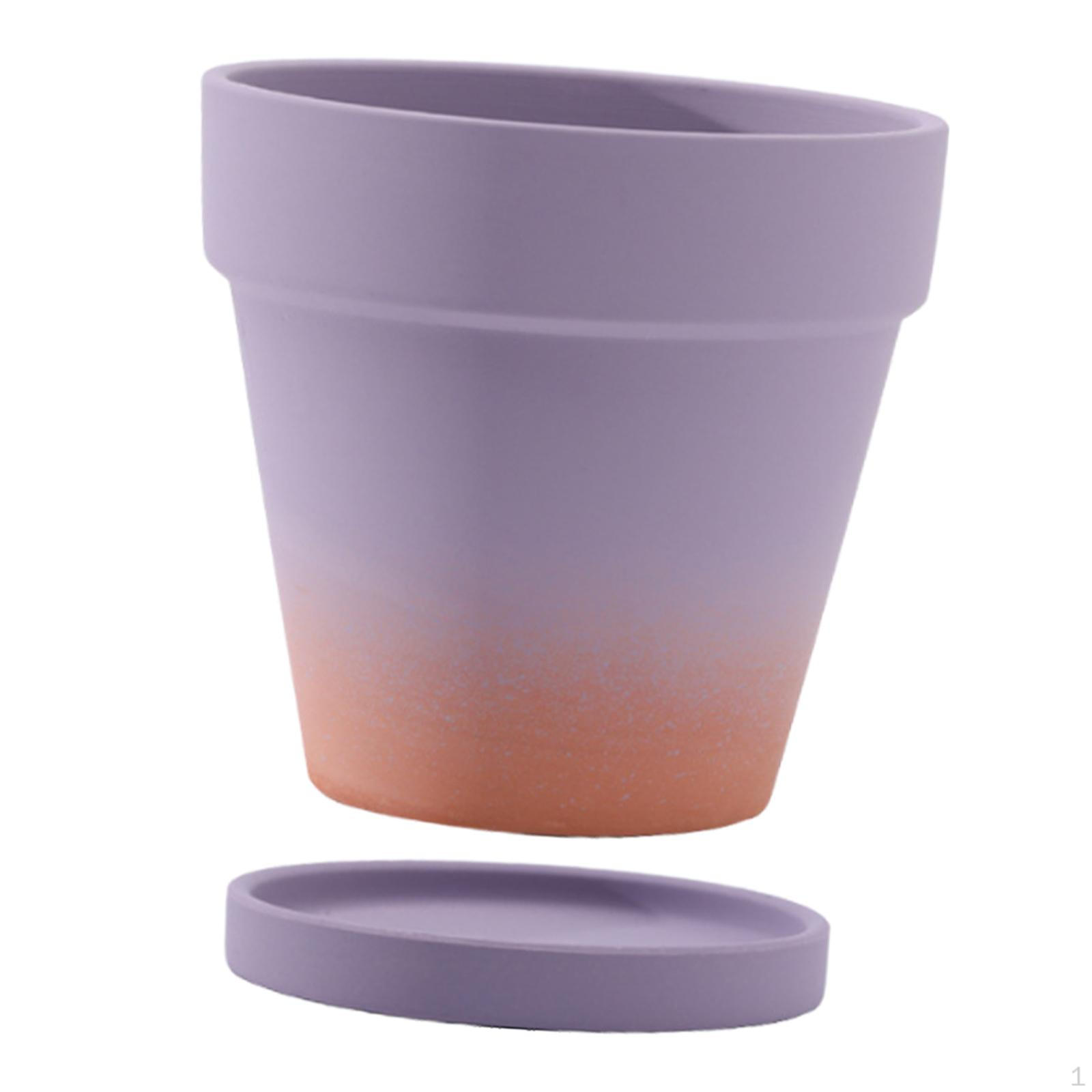 

Керамический цветочный горшок, декоративный цветочный горшок для улицы и дома с дренажным отверстием и поддоном для Gradient Violet