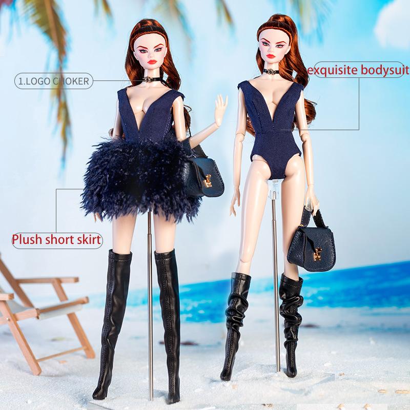 2025 New 1/6 PP BJD Doll Clothes 30CM FR Supermodel Doll Girl Princess Dress Up Dress Fashion Top Short Skirt Set Toy Accessorie