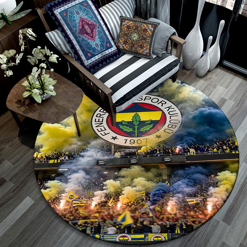 Fenerbahce Players Pattern Round rug,Carpet Rug for Living Room Bedroom Playroom ,Non-slip Floor Mat,Holiday Gifts and Birthday Gifts.