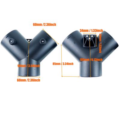 60mm 2 Kleppen Klep Verstelbaar Lucht Diesel Standkachel Vent Ducting Y-stuk Splitter Uitlaatpijp Verbindingsstuk Connector Auto Caravan