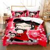 Kawaii Pucca Character Print Duvet Cover + 2 Pillowcases, Cozy Microfiber Bedding Set Perfect as Surprise Gift Anime Enthusiasts