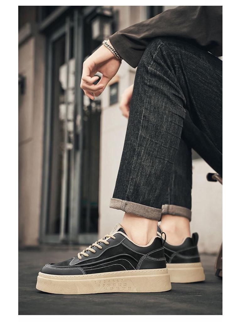 New Men's Breathable White Thick-Soled Sports Casual Shoes: Trendy Spring & Autumn Student Sneaker