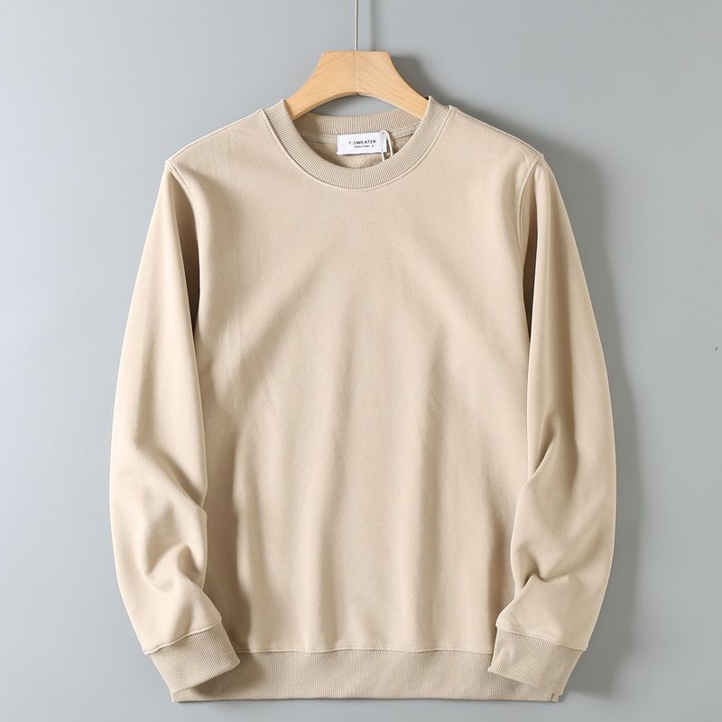 Foreign Trade Export Surplus Autumn and Winter Fleece Solid Color Basic Pullover Sweatshirt for Men, Casual Versatile Round Neck Long Sleeve Jacket