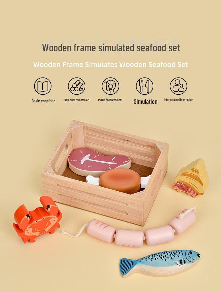 Wooden Fruit & Vegetable Kitchen Playset for Kids - Early Education Toy Set