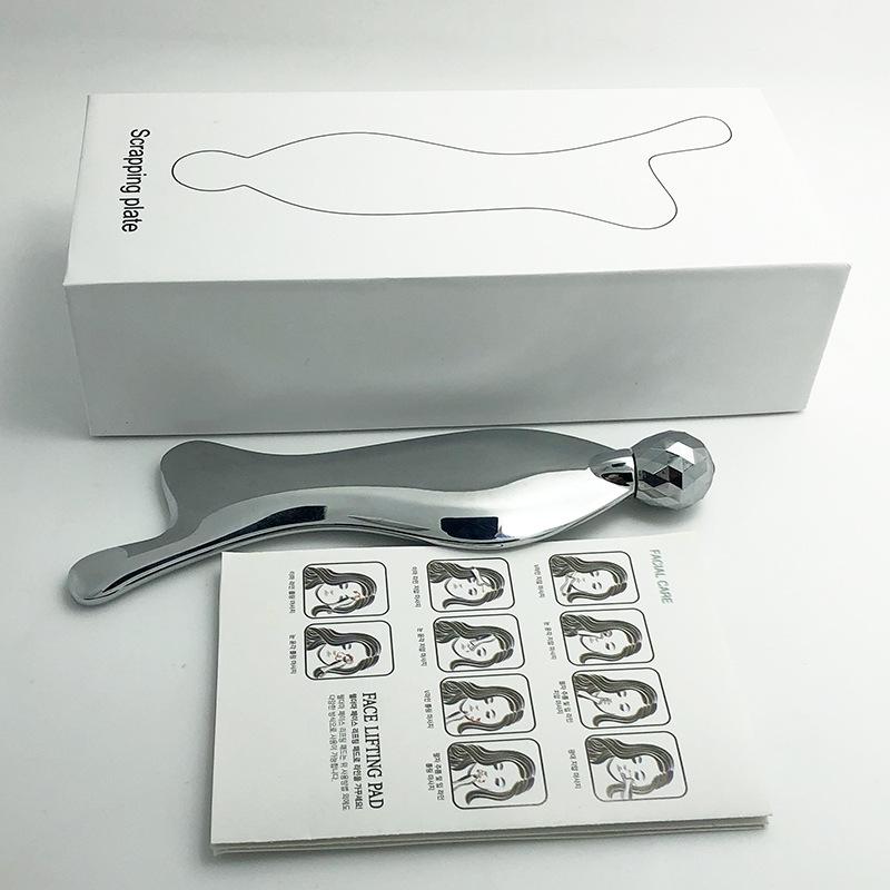 3D Roller Massager & V-Face Zinc Alloy Gua Sha Board - Facial Slimming & Lifting Tool