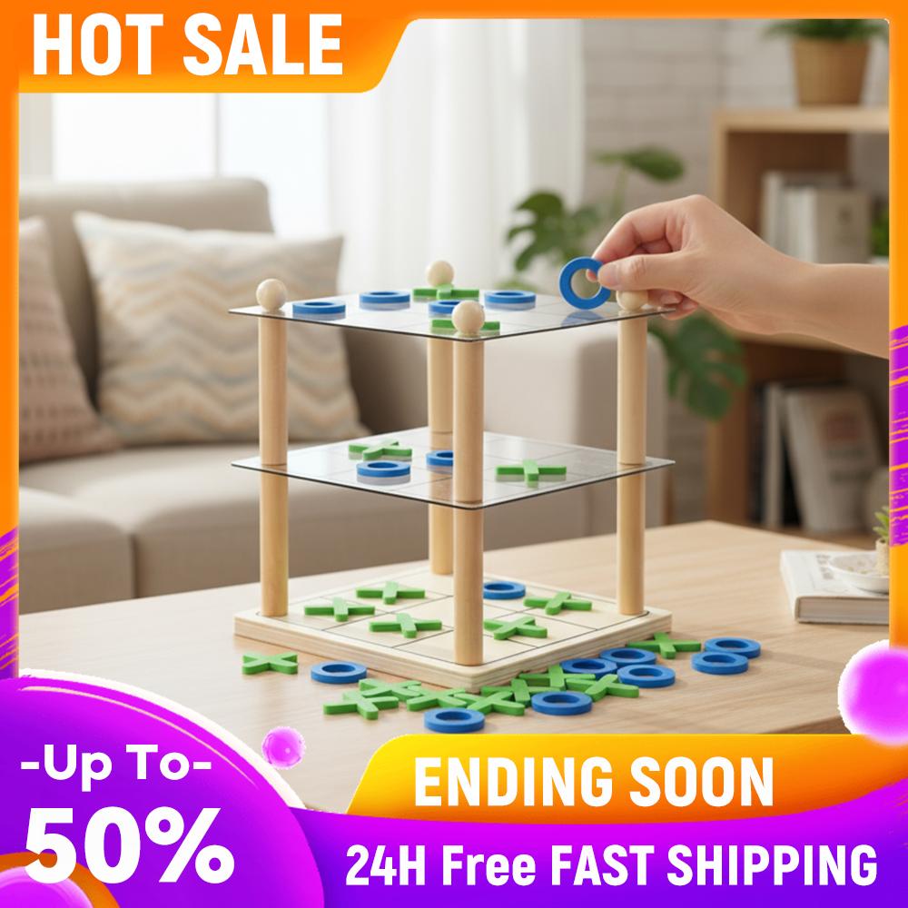 

3 Layer 3D Wooden Tic Tac Toe Board Game Connect Board Games 3D Strategic Toys Wooden Noughts and Crosses Game for Kids Adults China Mainland