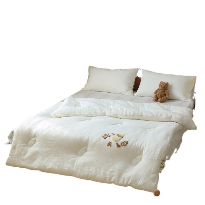 Class A Cotton Double-Layer Quilted Blanket for All Seasons - Lightweight Baby Quilt for Summer, Cozy for Spring/Autumn, Warm Winter Comforter