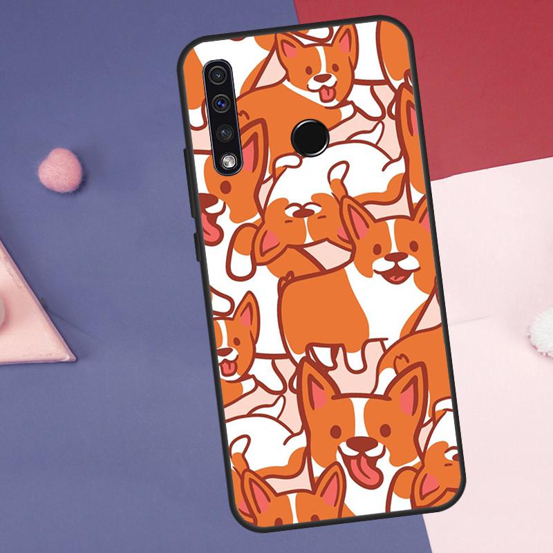 Cartoon Corgi Dog Case For Huawei Nova Y60 Y90 Y70 Y61 Y91 Y72 Y73 12s 12i 11i 8i 9 10 SE P30 P40 Lite P60 Pro