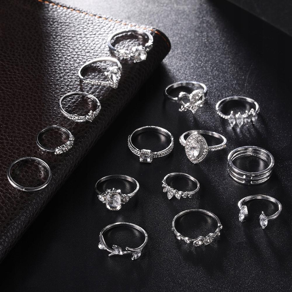 Silver Retro Punk Boho Ring Set 96