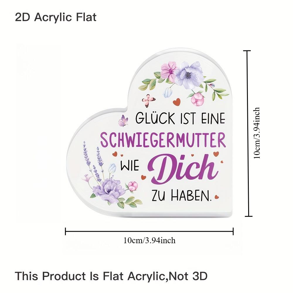 Heart-Shaped Acrylic Tabletop Decoration, "Having A Mother-In-Law Like You Is A Fortune" with Lavender and Rose Floral Patterns, Country Style Living