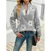 Floral Pattern Half-zip Sweater - European and American Style with Dropped Shoulders