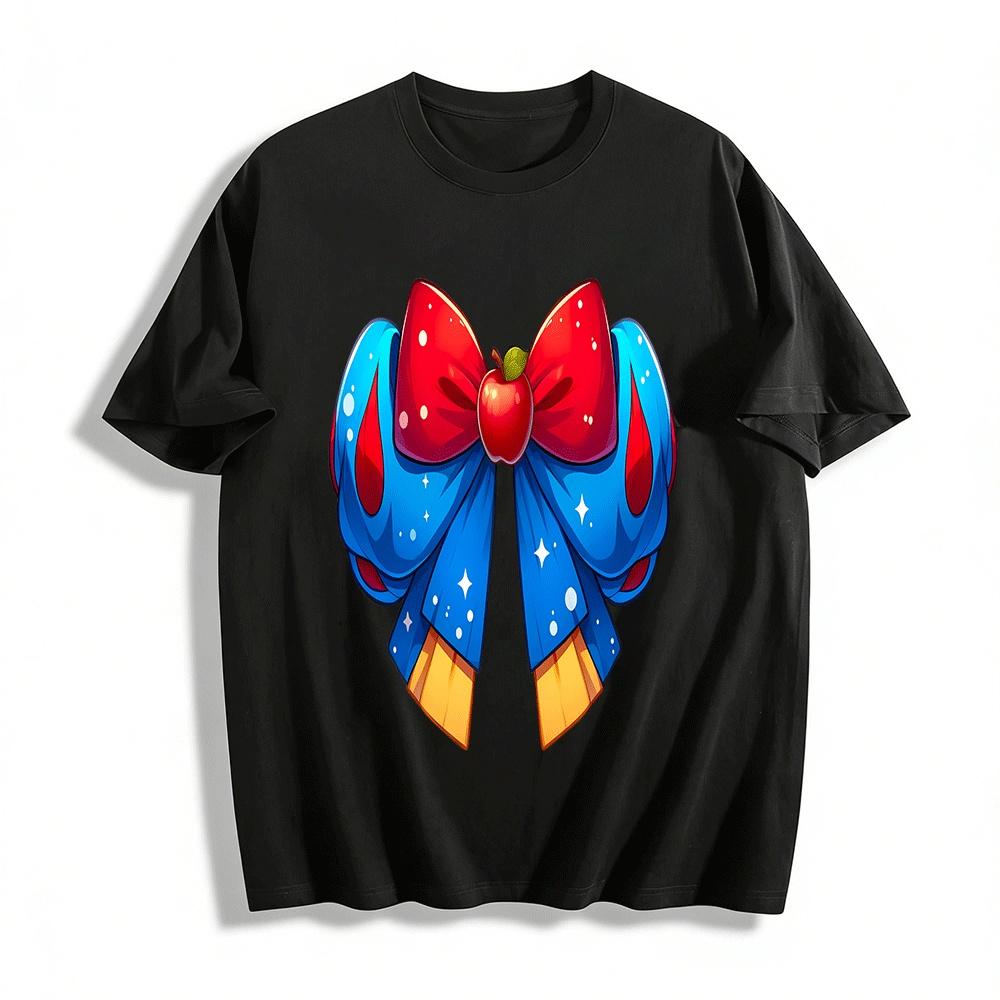 Snow White Themed Apple Bow Print Casual Top Pure cotton T-shirt XXS