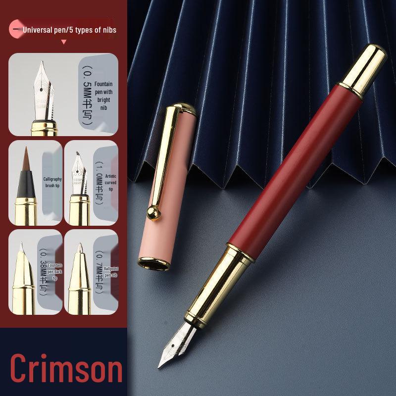 Mehrfarbiger Wei Zhuang Kalligraphie-Füllfederhalter mit 5 Federn - Ideal für Geschäftsgeschenke und Schülertraining.