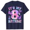 Its My 8th Birthday Butterfly Theme 8 Year Old Party Girl TShirt Men Women Cotton Short Sleeve Oversized Loose Tshirt Tops