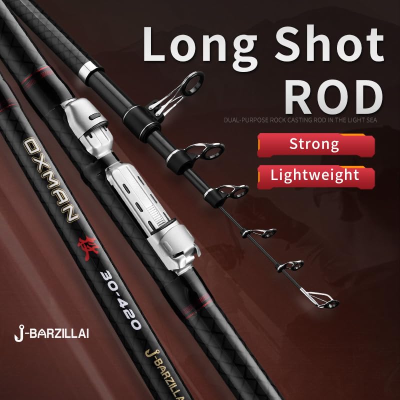 OXMAN Telescopic Fishing Rod 5m Long Shot Portable Retractable Travel Pole 24T High Carbon Fiber Surf Carp Pole Long Cast Dam Stainless Steel Guides
