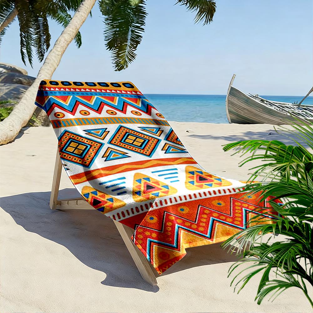 Colorful Geometric Tribal Pattern Beach Towel Quick-drying for Travel Outdoor Sports Jogging Beach and Swimming