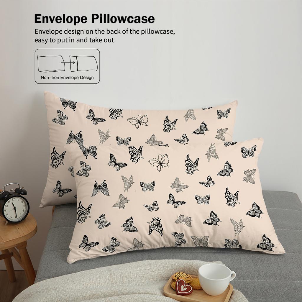 3pcs Butterfly Pattern Bedding Set, for Teenagers and Adults Bedroom, 1*duvet Cover+2*pillowcase, Soft Home Bedroom Decoration