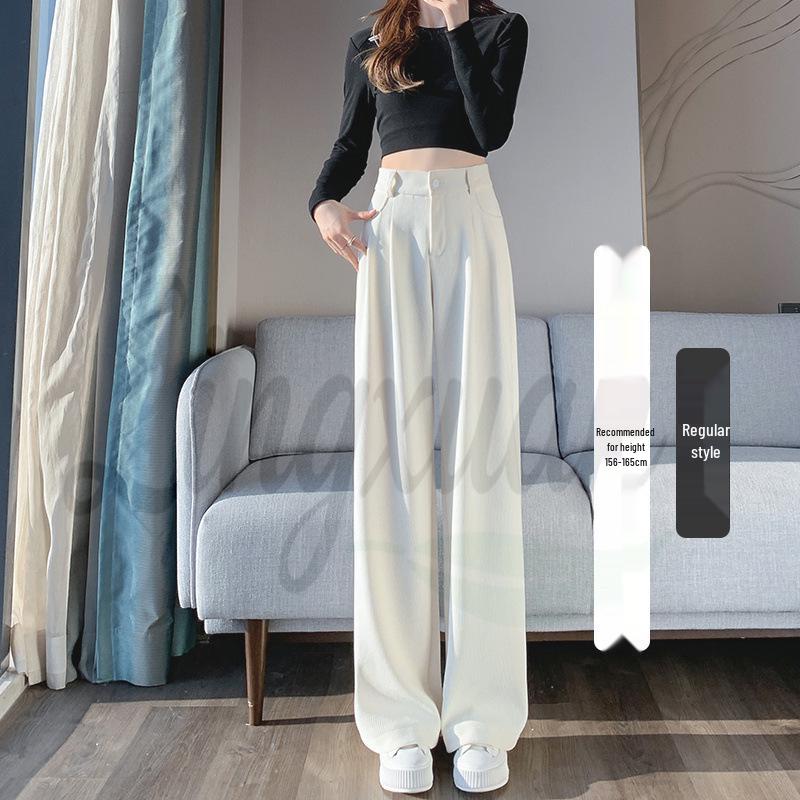 European Cotton Velvet Wide-Leg High-Waisted Women's Corduroy Pants for Autumn/Winter - Drapey, Casual, Floor-Length.