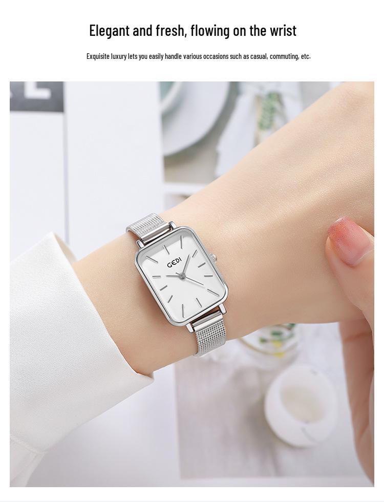 Gedi Women's Ultra-Thin Quartz Mesh Band Waterproof Watch