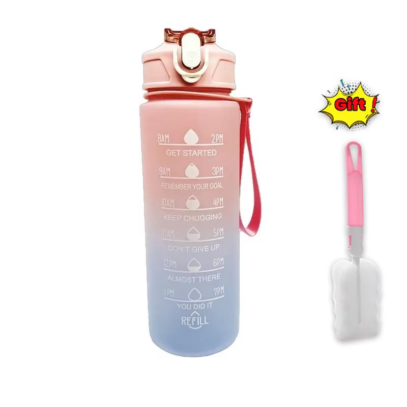 900ML BPA Free Sports Water Bottle with Time Marker Leak-proof Design for Outdoor Activities Gym Running and Daily Hydration